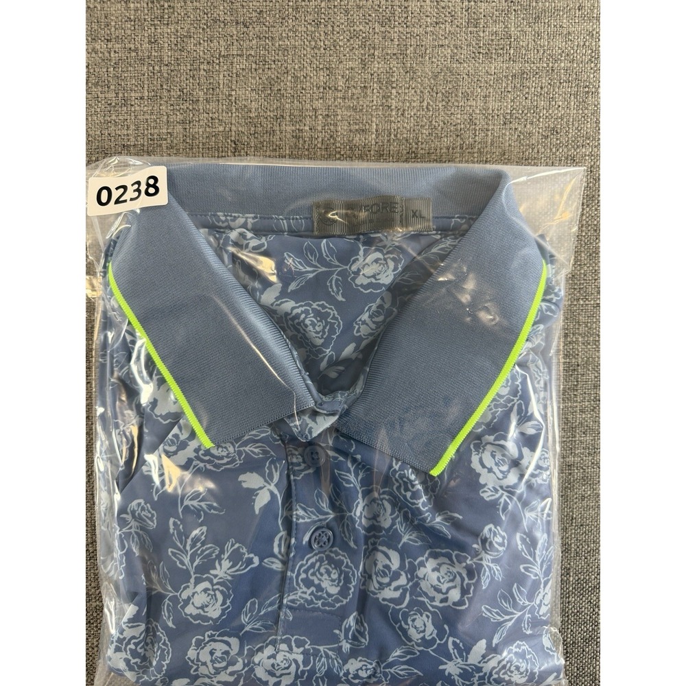 G/FORE Golf Polo Shirt Men's XL Blue Floral Stretch Performance Short Sleeve - Picture 11 of 11